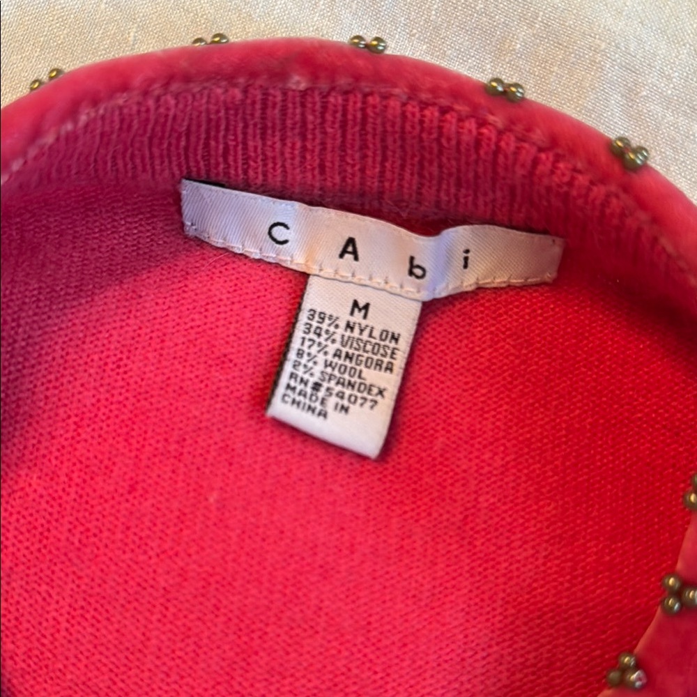 Elegant Hot Pink CAbi Embroidered Women's Sweater - Picture 2 of 8